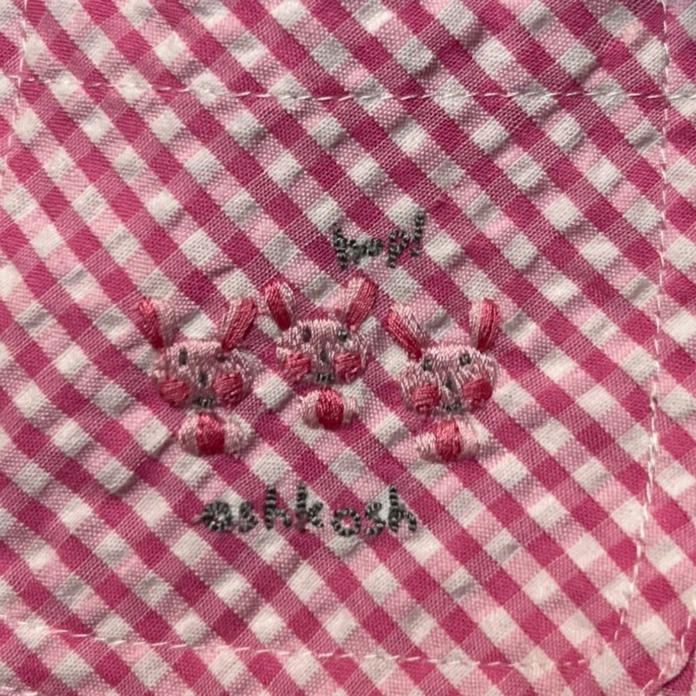 OshKosh - NWT girls 12mo pink/white checked romper with bloomers/diaper cover - Picture 2 of 3